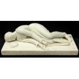 After Stefano Maderno, St.Cecilia, 19th century Orientalist marble sculpture, L.50cm