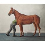 John Kelly (Australian, b.1965), Phar Lap, oil on canvas, signed lower right and dated 97, H.139cm