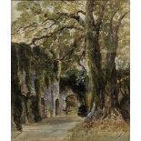 Florence E.Glasier (fl.1866-1873), St. Gourfimusen and Amberley, Sussex, watercolours, signed,