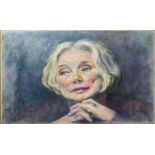 Zsuzsi Roboz (Hungarian, 1929-2012), Fay Weldon, pastel on paper, signed lower right, H.57.2cm W.