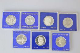 Polen, 7 Silbermünzen 100 Zloty