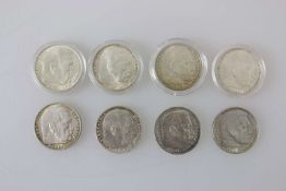 Drittes Reich, 8 Silbermünzen, 5 Mark