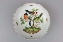 Meissen, Untertasse mit Vogelmalerei und Insekten, 18/19 Jh.