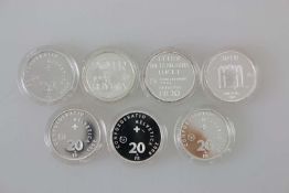 Schweiz, 7 Probe Silber Gedenkmünzen