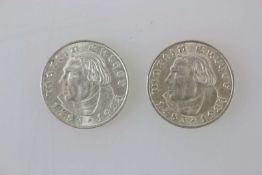 Drittes Reich, 2 Silber Gedenkmünzen, Martin Luther