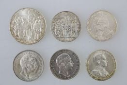 Preußen, 6 Silbermünzen Kaiserreich