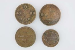 Russland, 2x 5 Kopeken, 2x 2 Kopeken, 1798-1863