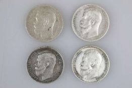 Russland, 4x 1 Rubel, 1898-1901