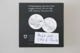 Schweiz, Silbermünze 20 Franken 2016, Probeprägung