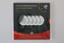 BRD, 5x 25 Euro Sammlermünzenset 2015