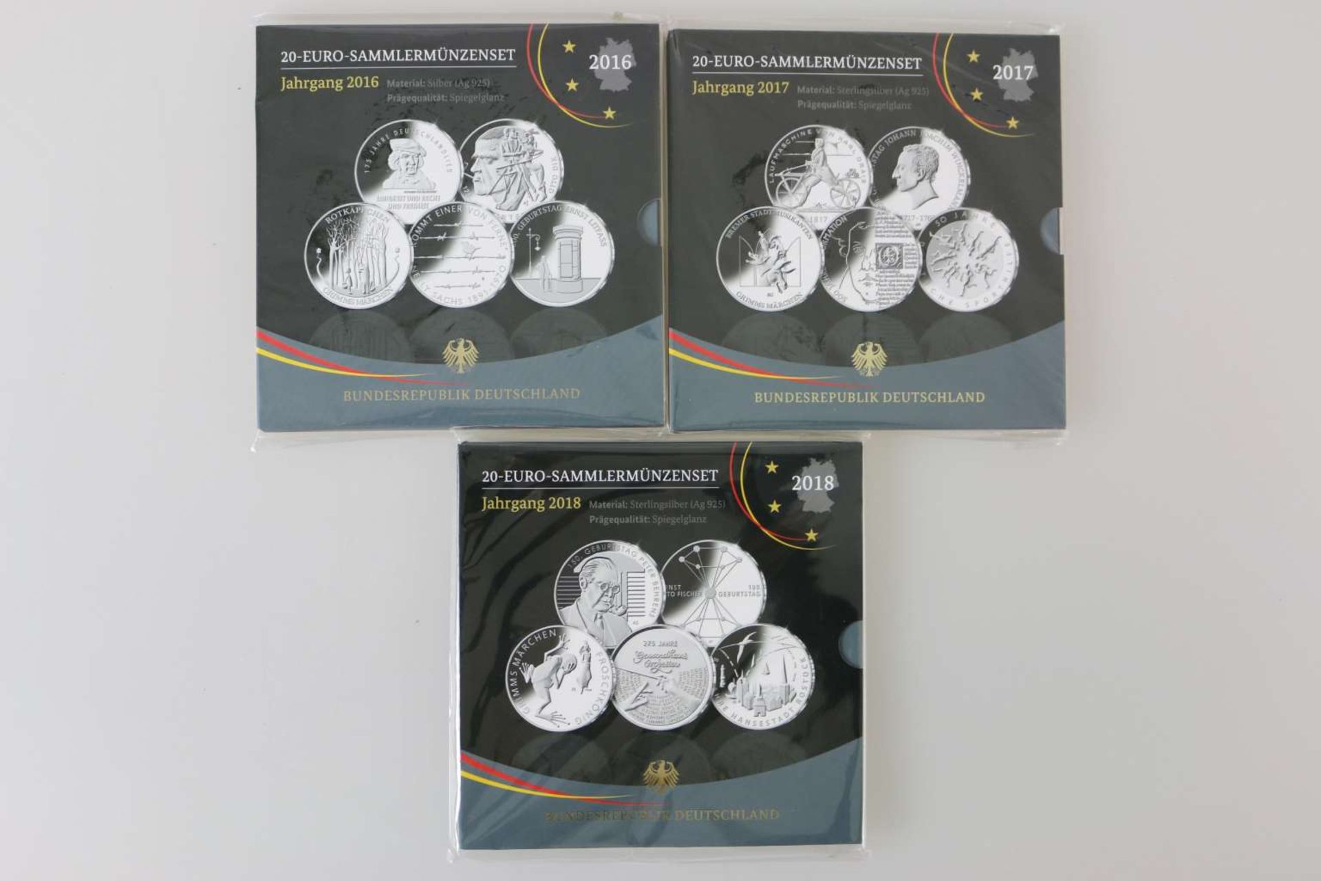 BRD, 3x 20 Euro Sammlermünzenset