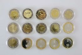 Schweiz, Sammlung von 15 Gedenkmünzen