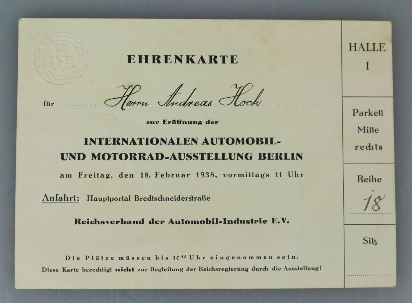 Nachlass der Internationalen Automobil- und Motorrad Ausstellung Berlin 1938. - Image 6 of 6