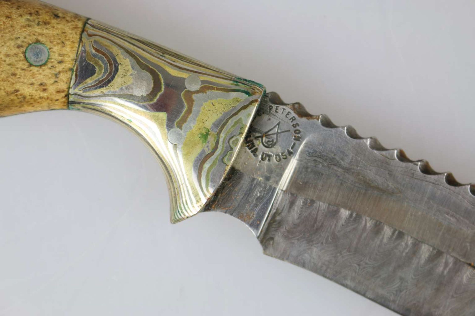 Jagdmesser, handgefertigt, Christopher Peterson, Utah, USA, feinster Damast-Stahl - Bild 4 aus 4