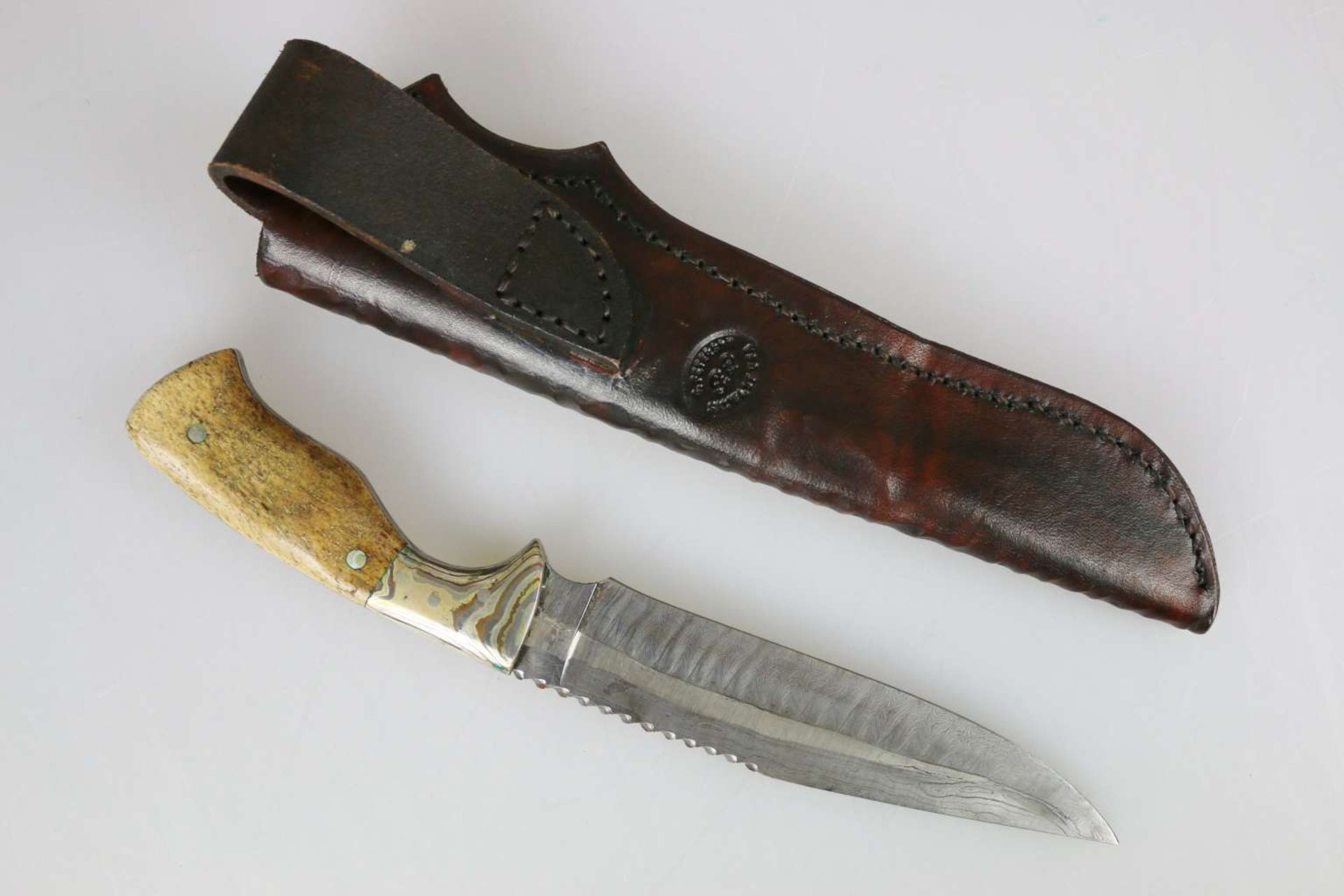 Jagdmesser, handgefertigt, Christopher Peterson, Utah, USA, feinster Damast-Stahl - Bild 3 aus 4