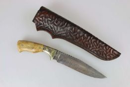 Jagdmesser, handgefertigt, Christopher Peterson, Utah, USA, feinster Damast-Stahl