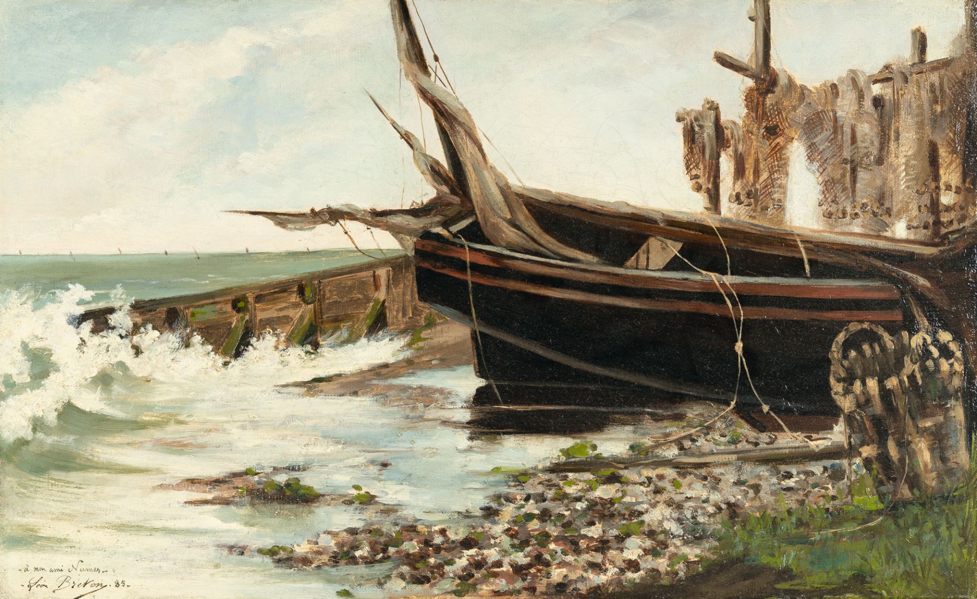 Charles-Léon Breton – Fischerboote in der Brandung