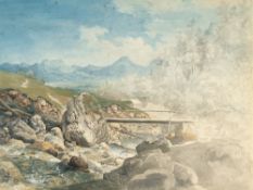 Carl Rottmann – Blick in das Inntal von Brannenburg aus mit dem Kranzhorn und dem Heuberg