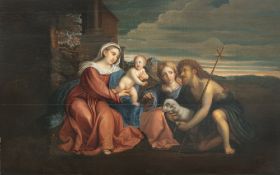 Nach Jacopo Palma Il Vecchio – Maria und Kind mit der heiligen Katharina von Alexandrien und Johanne