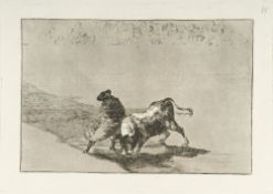 Francisco de Goya – El Diestrísimo estudiante de Falces, embozado burla al Toro con sus quiebros (De