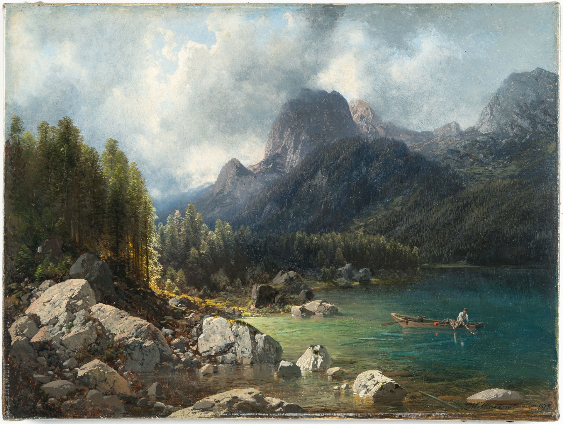 Carl Millner – Hintersee bei Berchtesgaden, im Hintergrund das Mühlsturzhorn - Bild 2 aus 3
