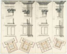 Deutsch – 5 Bll.: Architekturblätter mit Musterkonstruktionen von Säulen und Konsolen