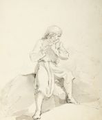 Johann Georg von Dillis – 2 Bll.: Cantius Dillis beim Flötenspiel
