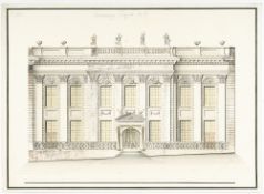 Jean Baptiste Métivier (?) – 2 Bll.: Fassadenentwurf – Entwurf für den Chor einer Kirche mit Kanzel