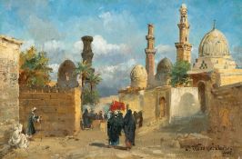 Carl Wuttke – Straßenszene vor den Kalifengräbern bei Kairo