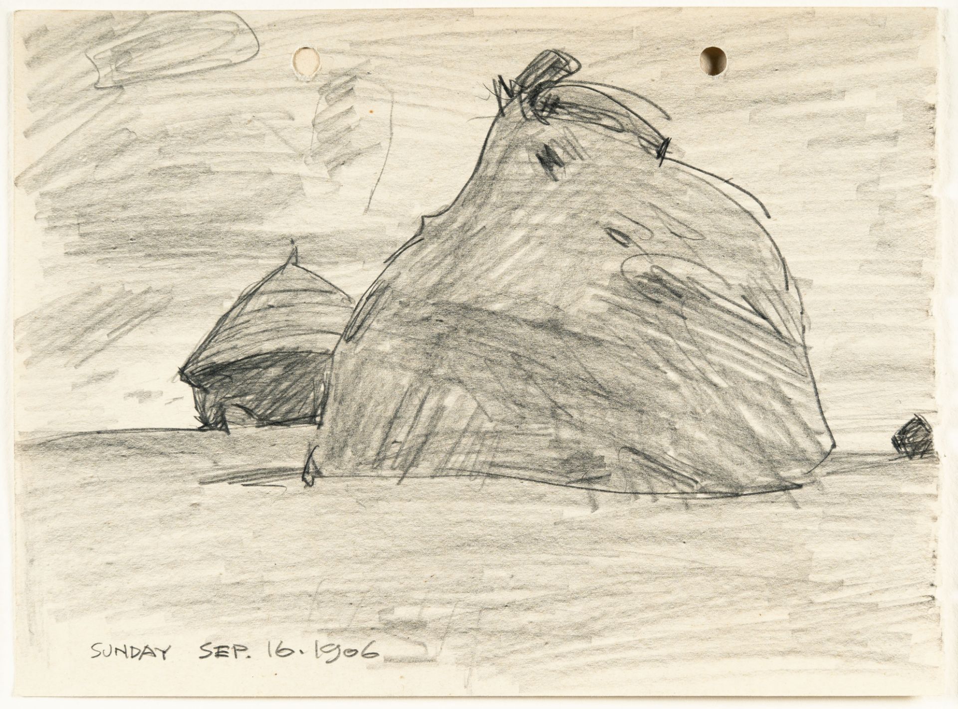 Lyonel Feininger, Haystack.Pencil on smooth drawing paper. 1906. Ca. 13.5 x 18 cm. Inscribed / dated - Image 2 of 3