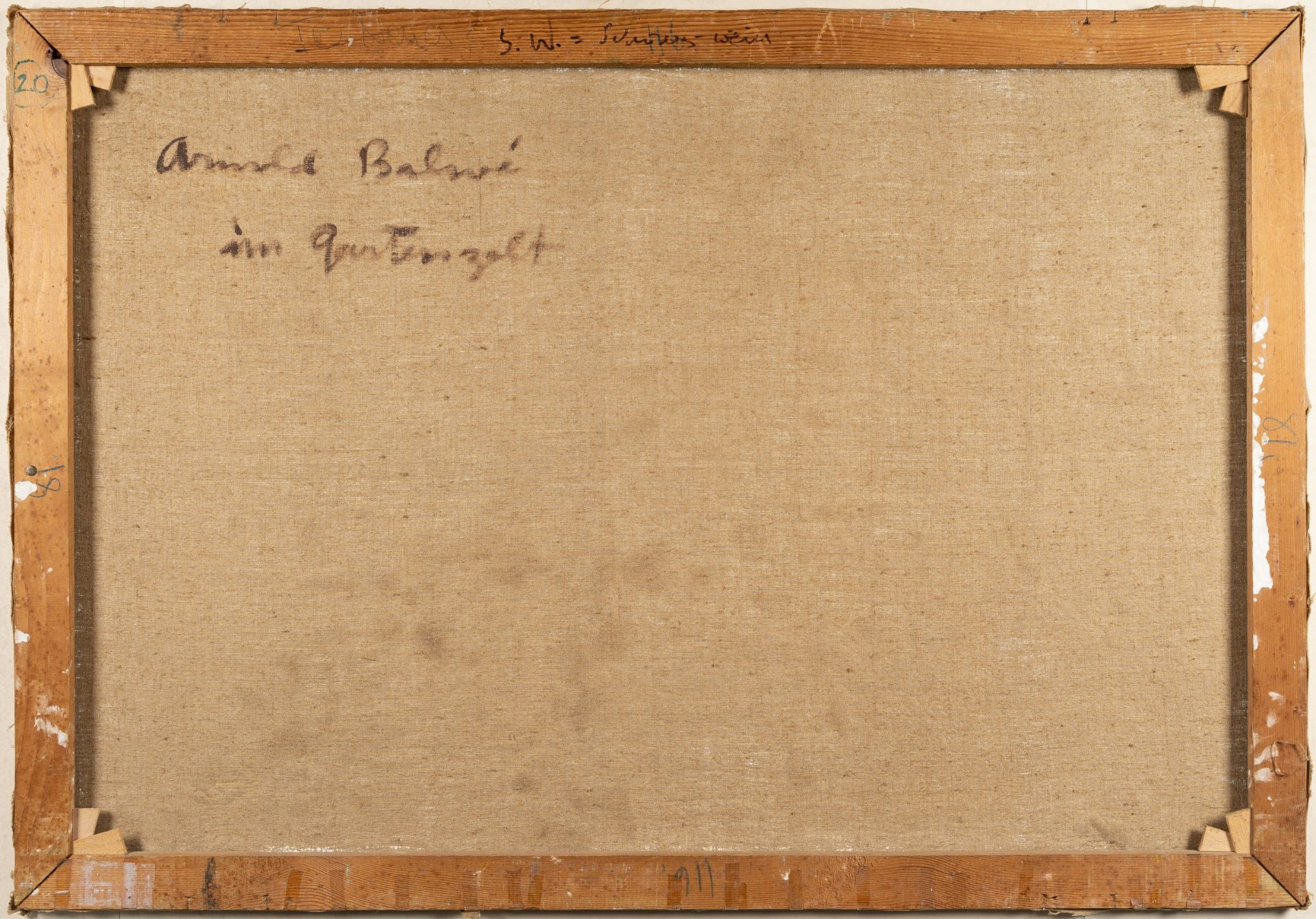 Arnold Balwé, „im Gartenzelt“.Oil on canvas. (1949/50). Ca. 81 x 116 cm. Signed lower left. Titled - Image 3 of 4