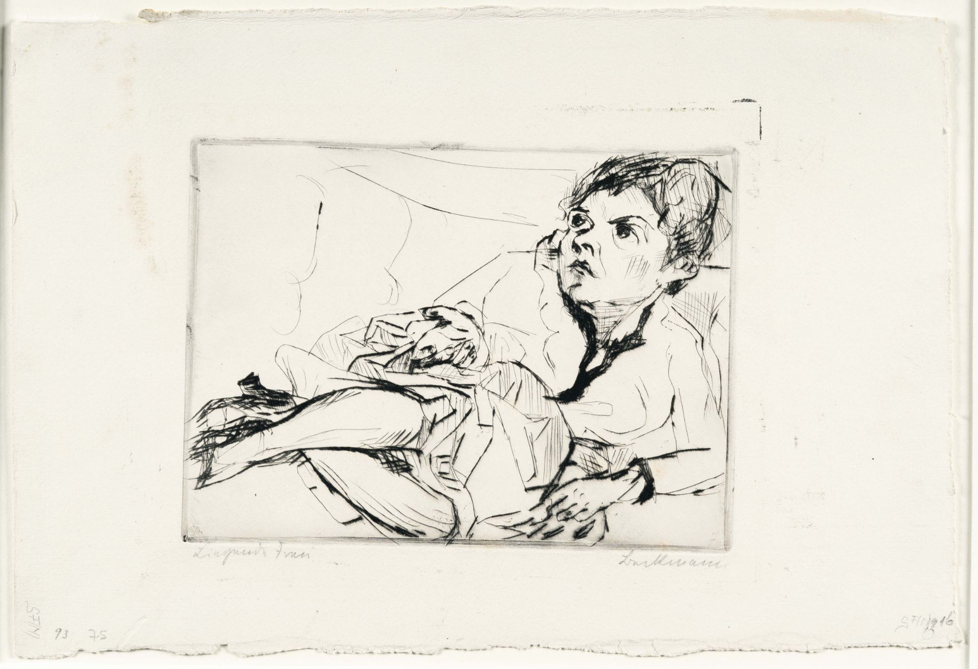 Max Beckmann, Woman on a sofa (Fridel Battenberg).Etching with drypoint on firm, heavy wove - Image 2 of 3
