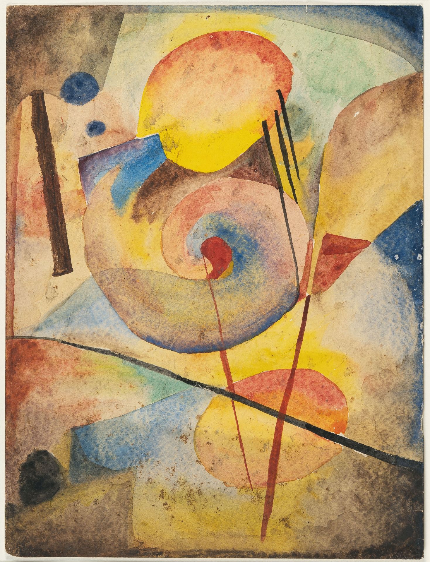 Fritz Stuckenberg, Untitled (Composition).Watercolour on firm, textured wove. (Ca. 1920). Ca. 31.5 x - Image 2 of 3