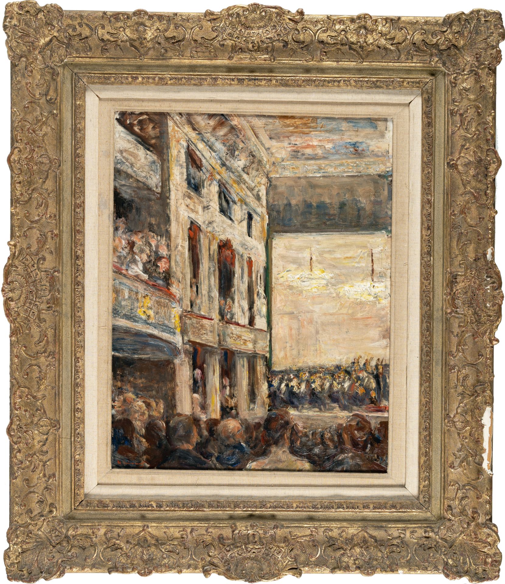 Max Liebermann, Concert at the opera.Oil on cardboard. (1924). Ca. 67 x 48.5 cm. Signed lower - Image 4 of 4