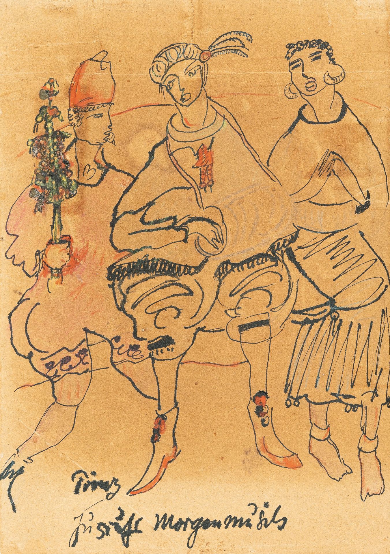 Else Lasker-Schüler, „Prinz Jussufs Morgenmusik“.Ink, Indian ink, watercolour, coloured pencil and
