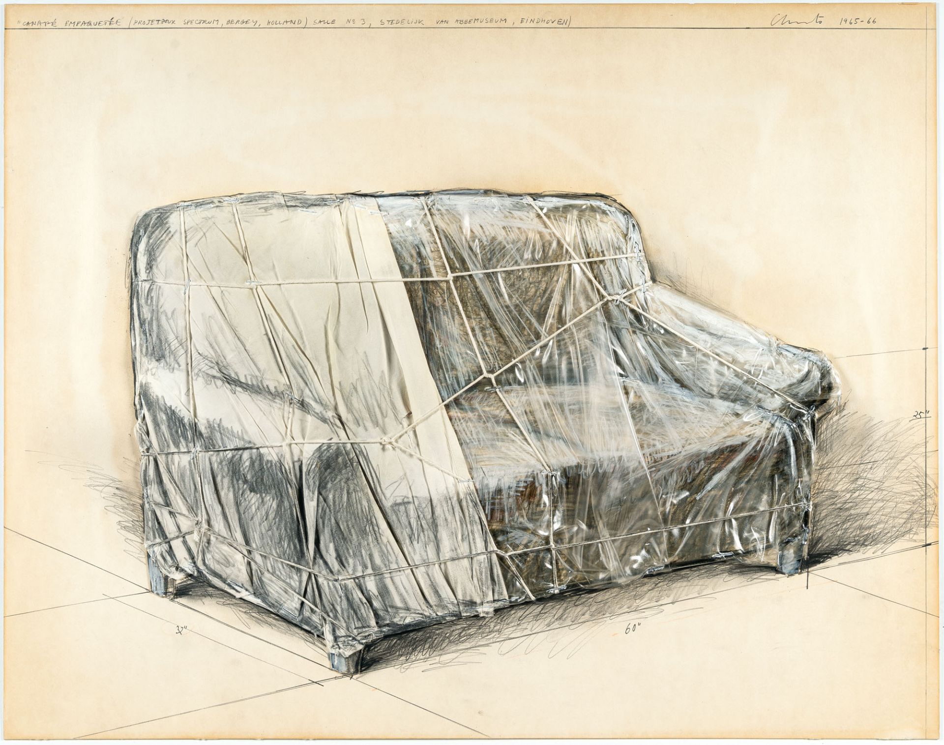 Christo Und Jeanne-Claude – „Canapé Empaquetée (Projet pour Spectrum, Bergey, Holland) Salle No. 3,  - Bild 2 aus 9