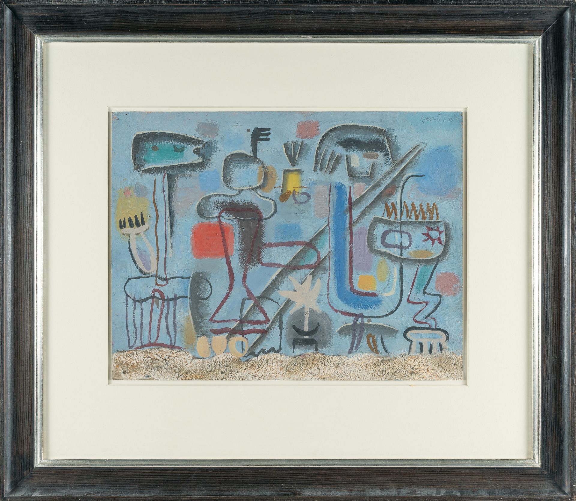 Willi Baumeister – „Blau mit rotem Quadrat (kleines Format)“ (Figuren in Landschaft) („Blau mit rote - Bild 4 aus 4