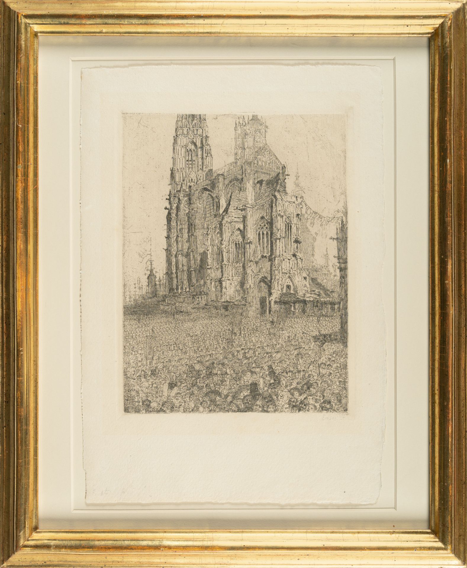 James Ensor, La Cathédrale.Etching on cream laid paper by Van Gelder. (1886). Ca. 23.5 x 17.5 cm ( - Image 4 of 4