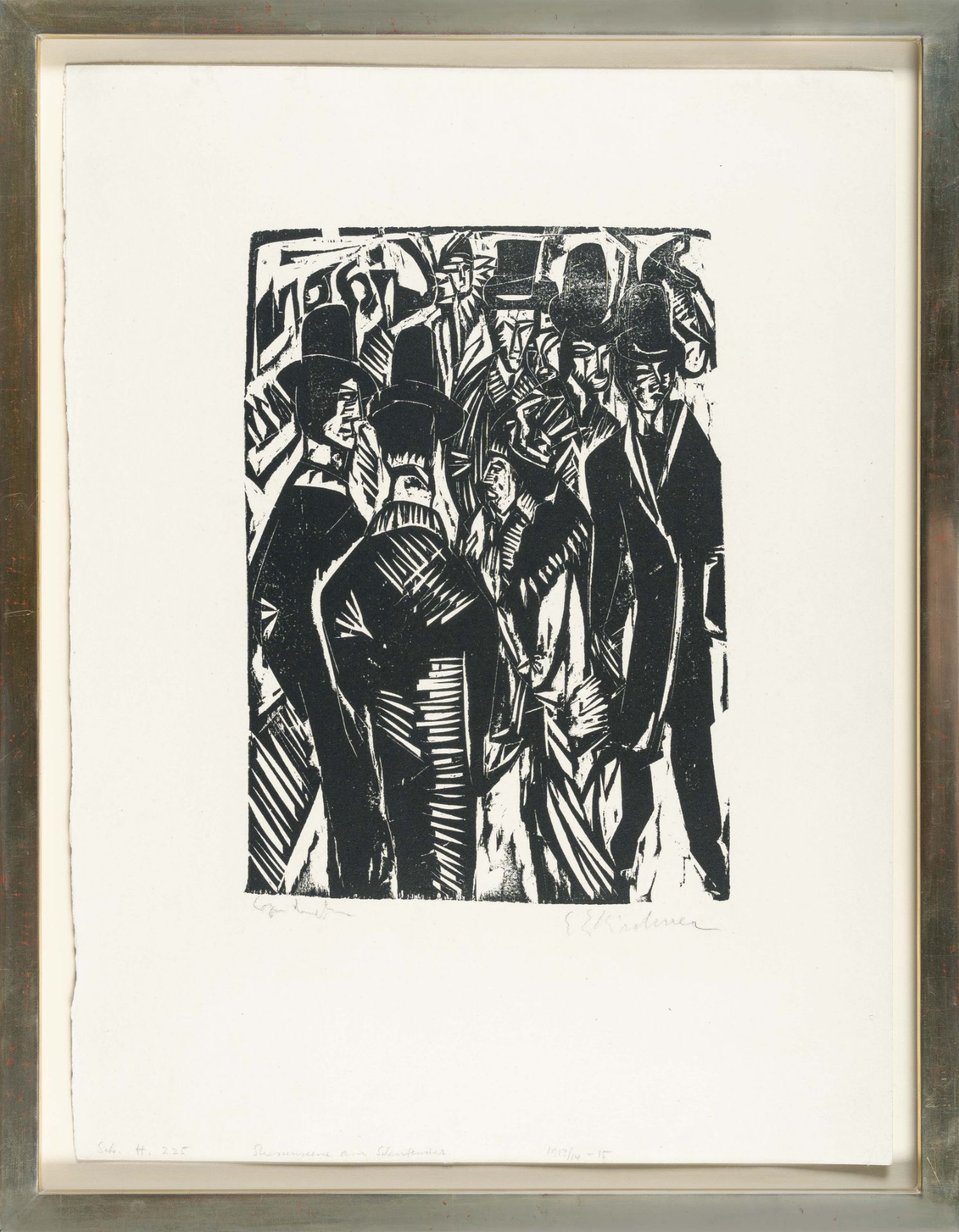 Ernst Ludwig Kirchner, Street scene by a shop.Woodcut on firm wove. (1913/14). Ca. 31.5 x 23 cm ( - Image 4 of 4