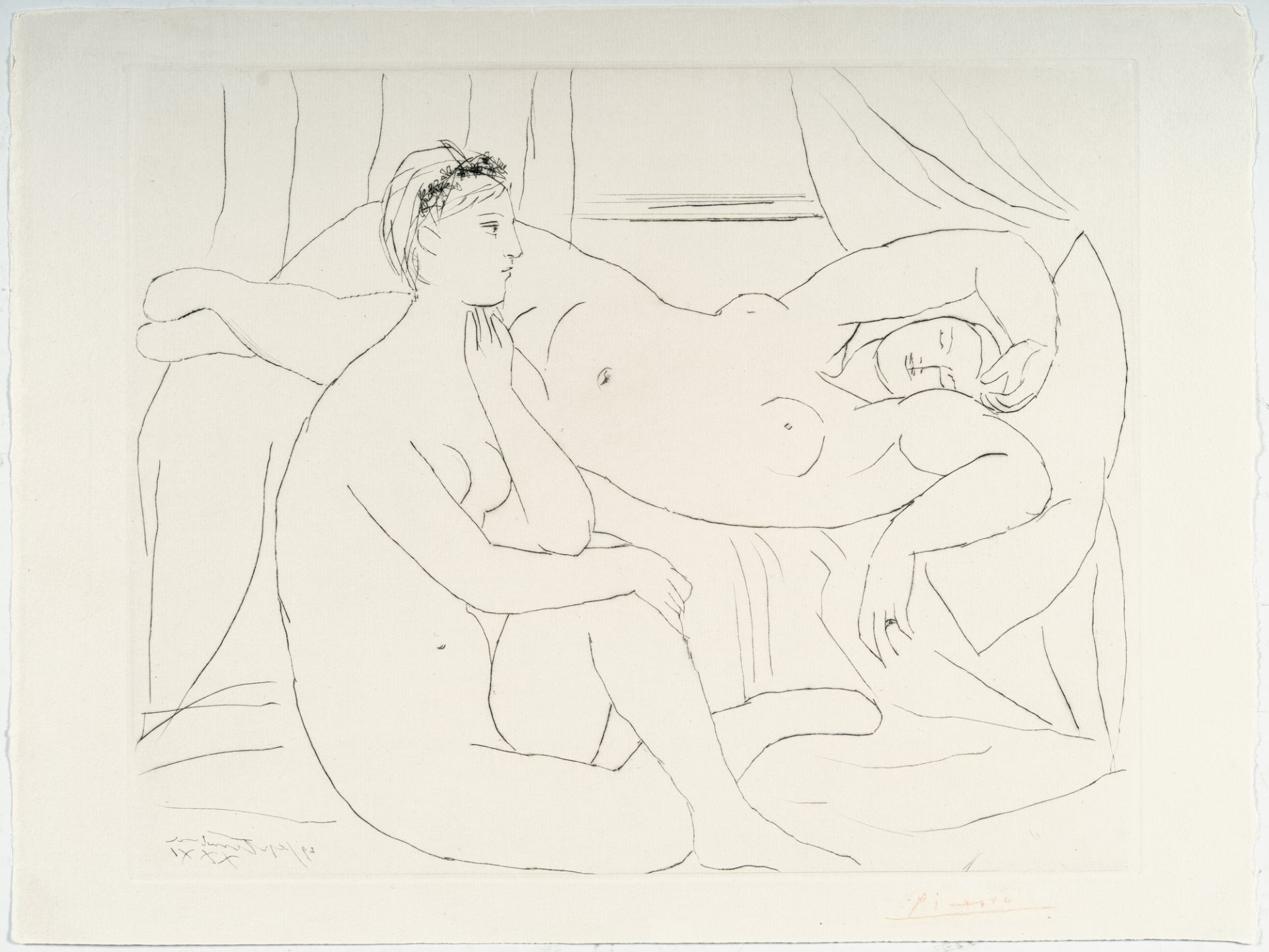 Pablo Picasso, Deux femmes se reposant.Etching with drypoint on machine made laid paper - Image 2 of 3