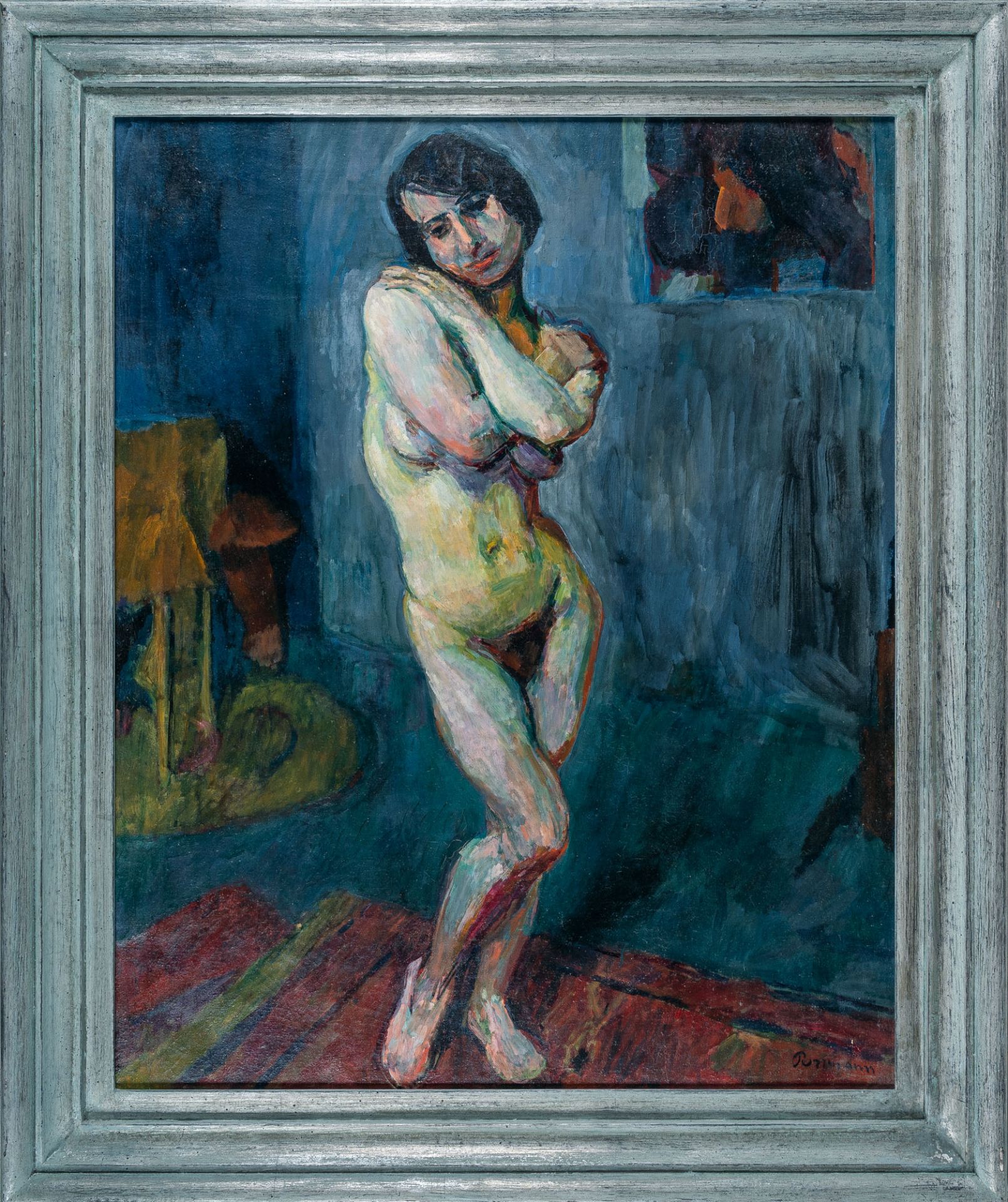 Hans Purrmann, Standing female nude.Oil on canvas. (1914). Ca. 81 x 65.5 cm. Signed lower right. • - Image 4 of 4