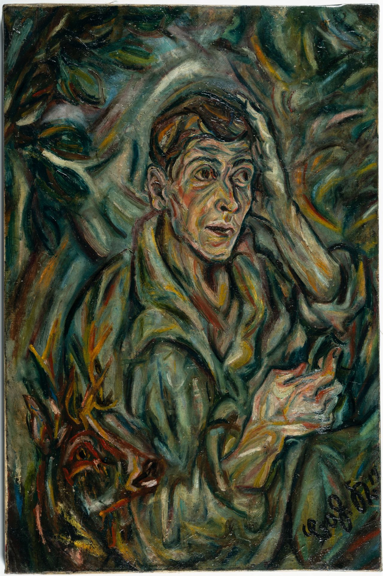 Bohuslav Kokoschka, Portrait of Prof. Albert Paris Gütersloh.Oil on canvas, relined. (19)19. Ca 79 x - Image 2 of 4