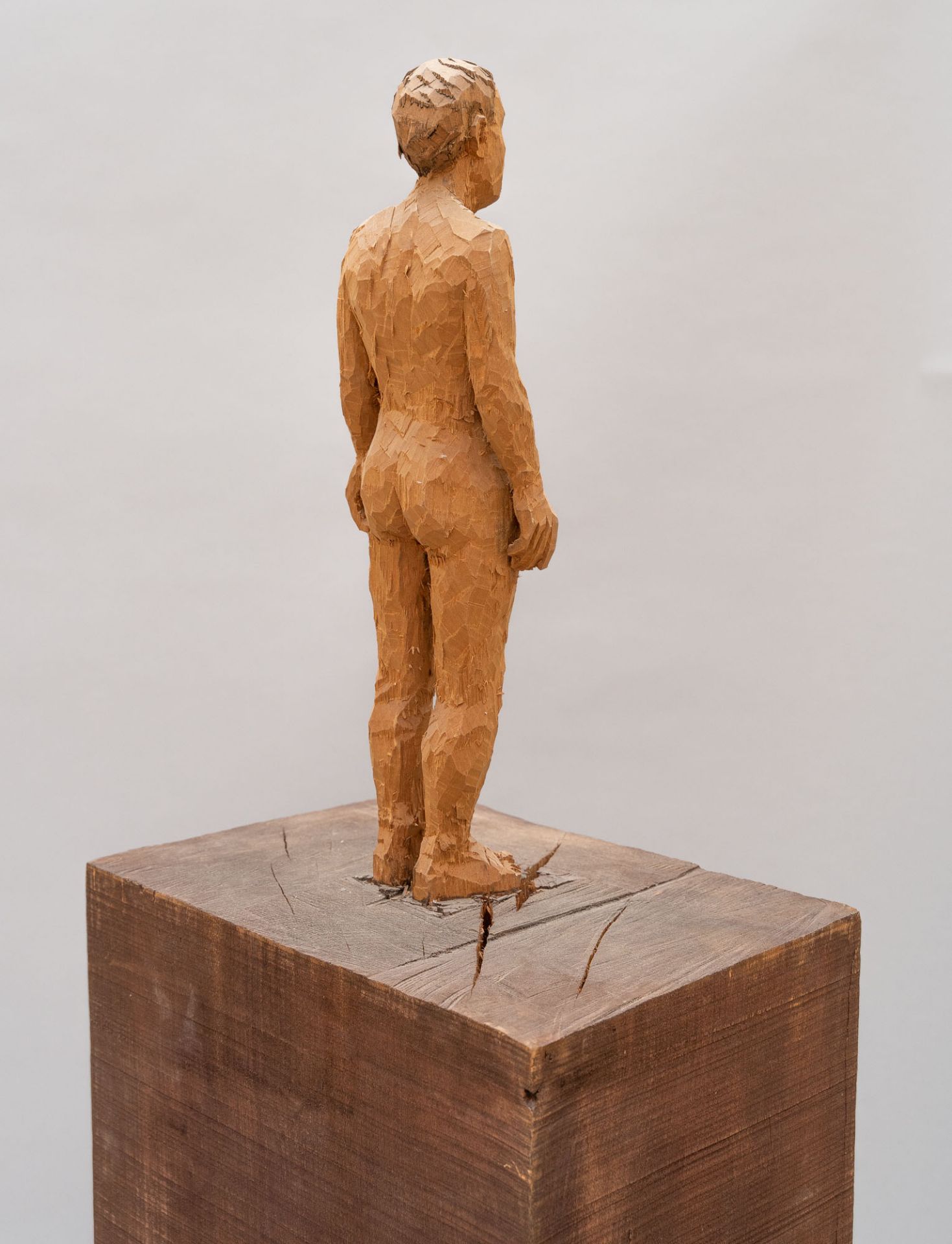 Stephan Balkenhol, 3 male nudes.3 figural columns. Coihue southern beech, partially polychrome. ( - Image 7 of 10