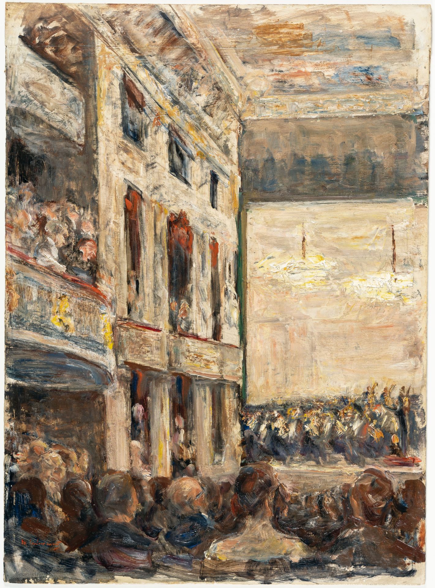 Max Liebermann, Concert at the opera.Oil on cardboard. (1924). Ca. 67 x 48.5 cm. Signed lower - Image 2 of 4