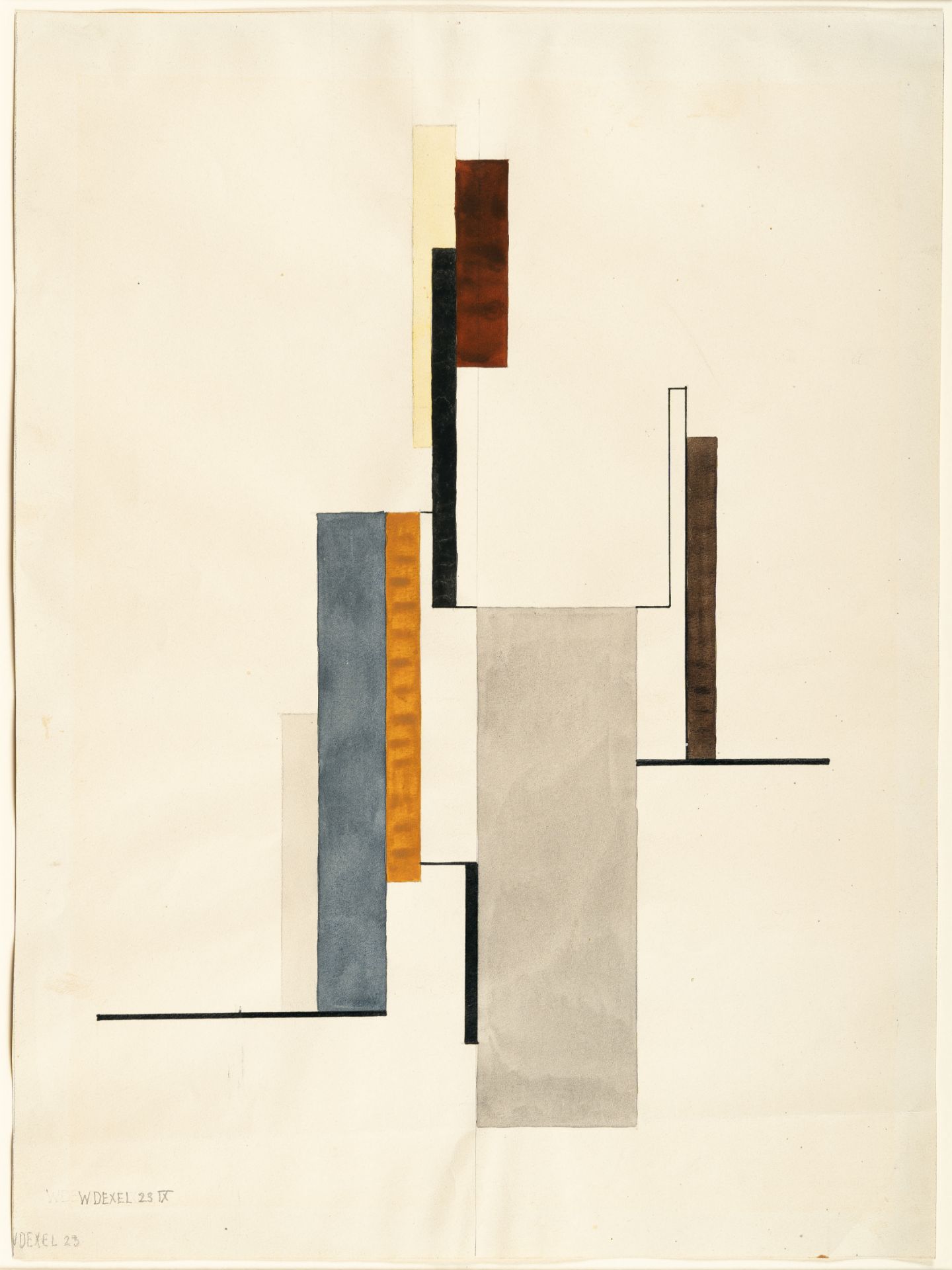 Walter Dexel, Figuration “Aqu-1923 IX”.Watercolour, Indian ink and Pencil on thin pale grey wove. - Image 2 of 4