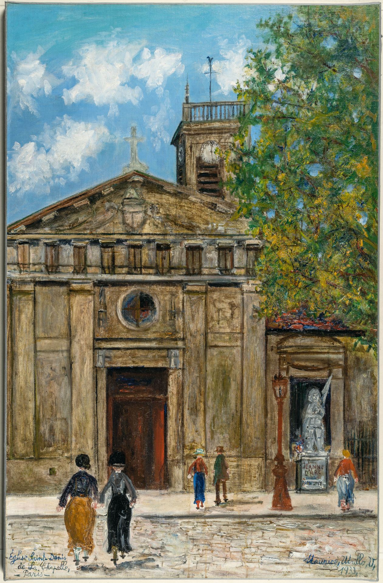 Maurice Utrillo, “Église Saint-Denis de la Chapelle – Paris”.Oil on canvas, relined with wax. - Image 2 of 4