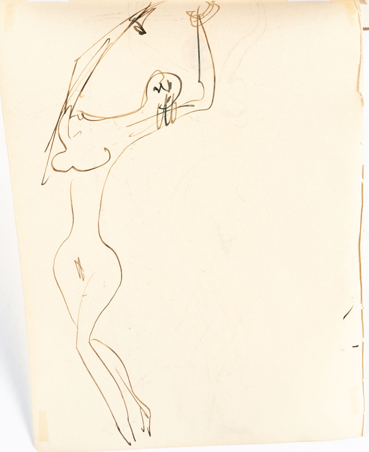 Ernst Ludwig Kirchner, Recto/verso: Dancing female nude in the studio.Pen and ink drawing with - Image 3 of 4