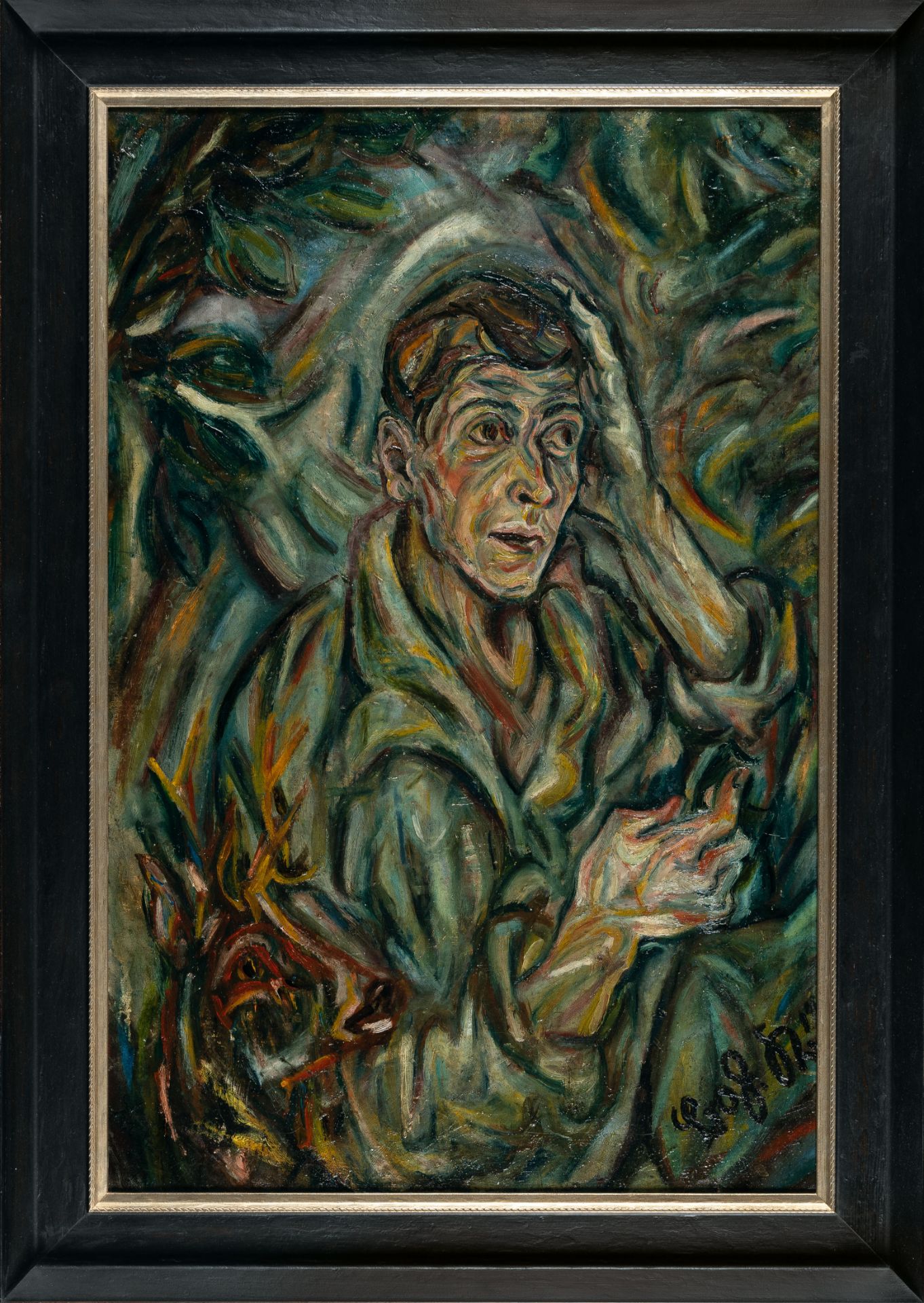 Bohuslav Kokoschka, Portrait of Prof. Albert Paris Gütersloh.Oil on canvas, relined. (19)19. Ca 79 x - Image 4 of 4