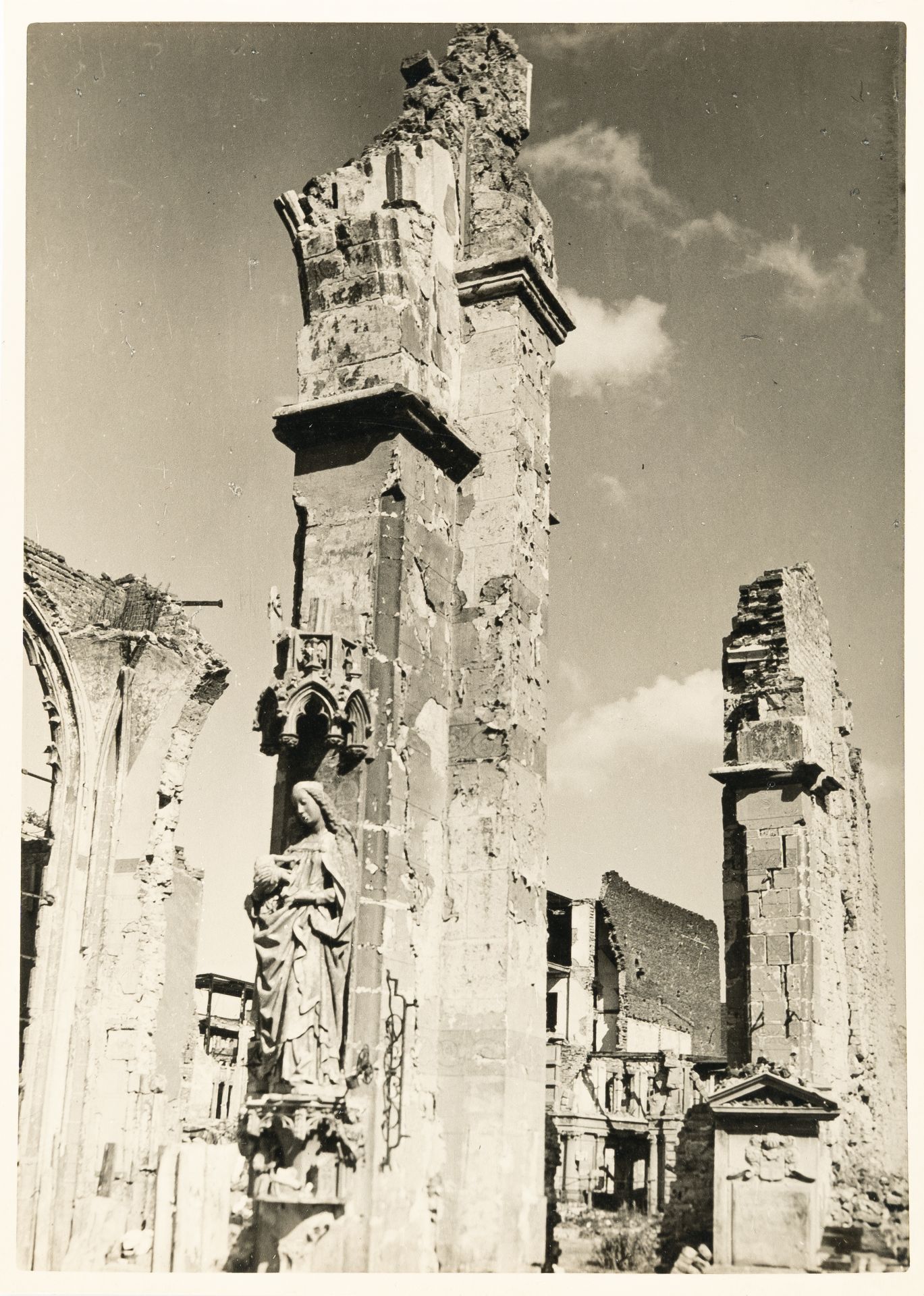 Robert Seuffert, The Virgin among the rubble.Vintage gelatin silver print on photo paper. (19)42.
