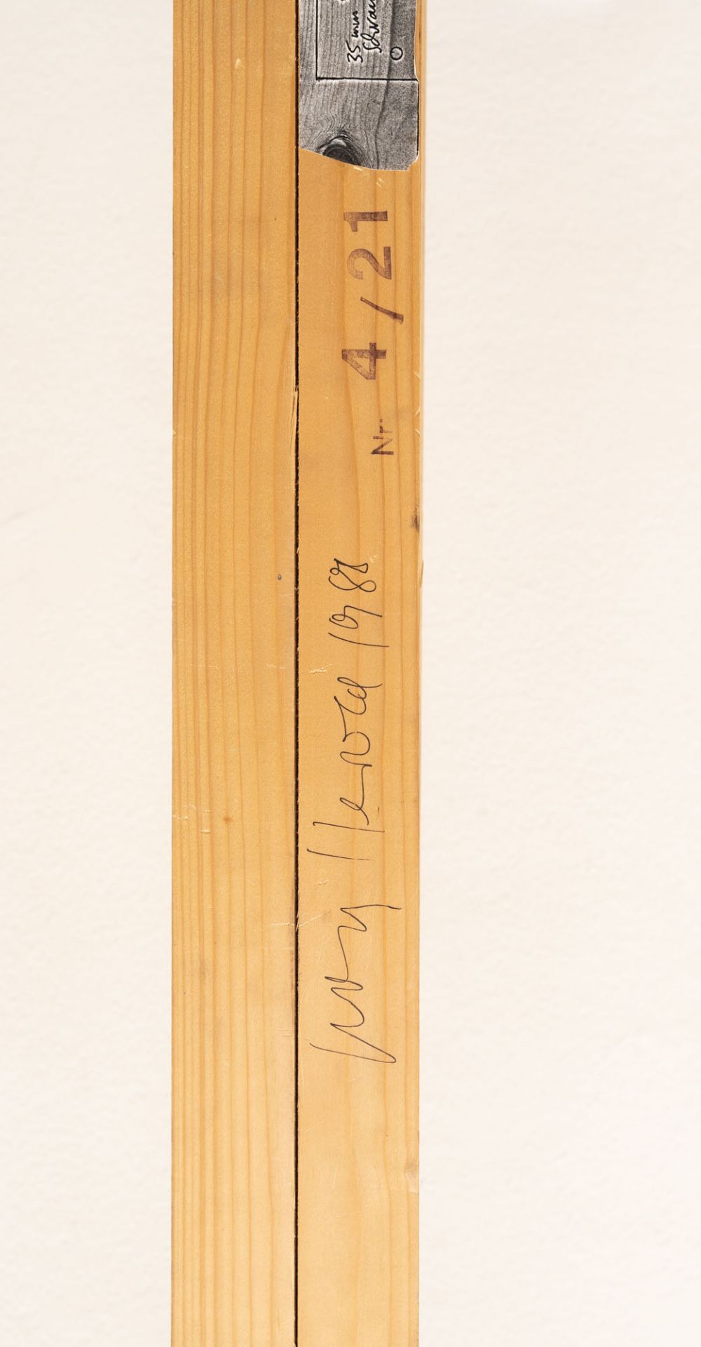 Georg Herold, Wood without space.Sculpture, wooden planks with tape and wire, stamped “HOLZ OHNE - Image 3 of 3